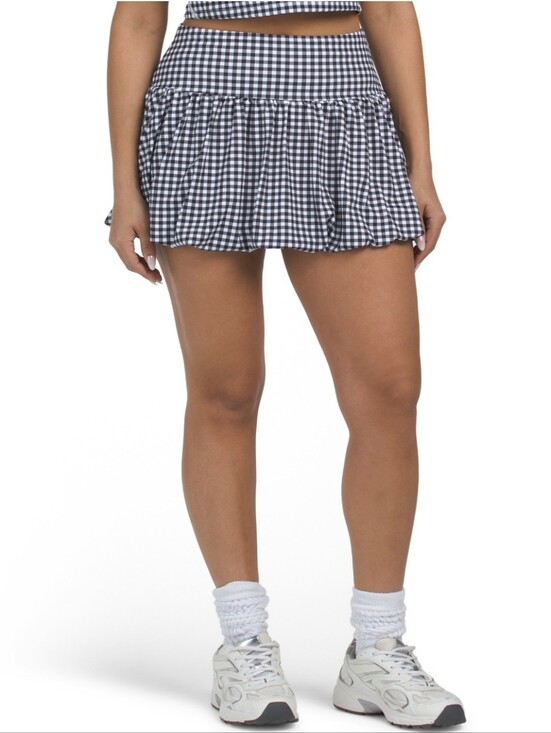 Kimberly C Dresses & Skirts - Black Gingham Athleisure Bubble Hem Tennis Mini Skirt Picnic Skort Coquette Y2K